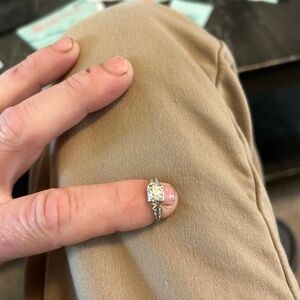 Art deco engagement ring 14k white gold